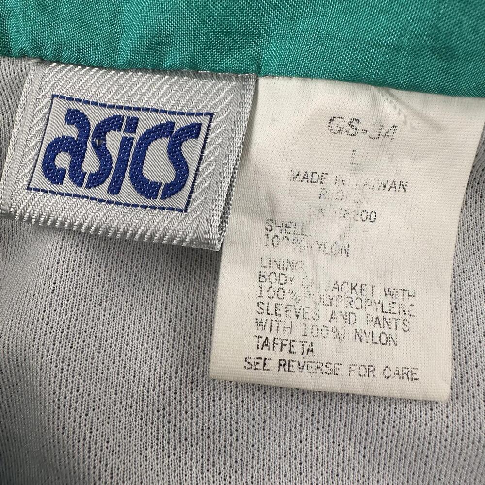 VTG Asics Tennis Jacket Womens Large Purple Teal Preppy Track Wind Anorak 80's - Picture 2 of 7